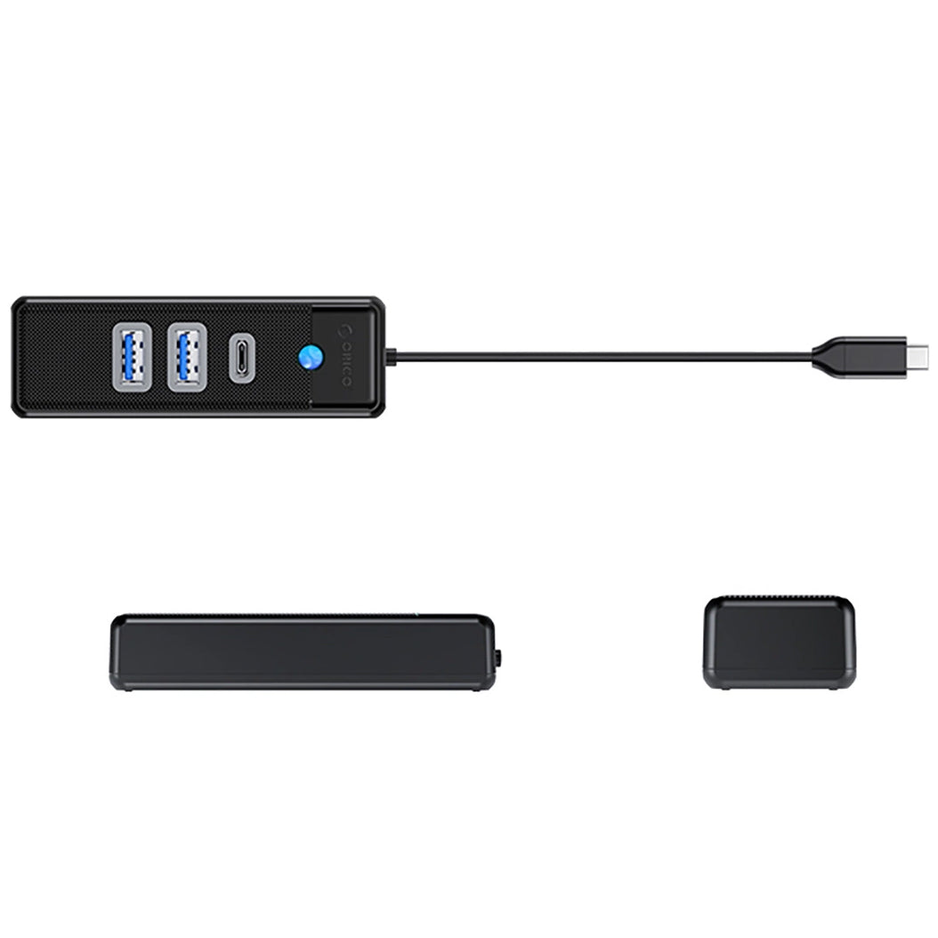 Orico PWC2U-C3 USB-C -keskitin, 2 x USB-A 3.0 - 1 x USB-C, Musta