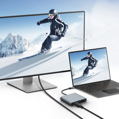 Hub USB-C Tech-Protect HB08, 1 x USB-A - 1 x USB-C - 2 x HDMI, Harmaa