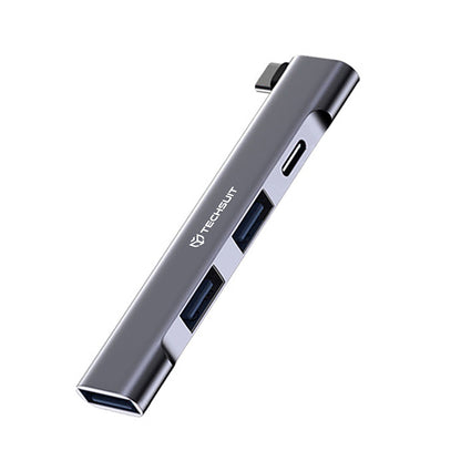Hub USB-C Techsuit H12 ZenithDock, 4in1, Harmaa