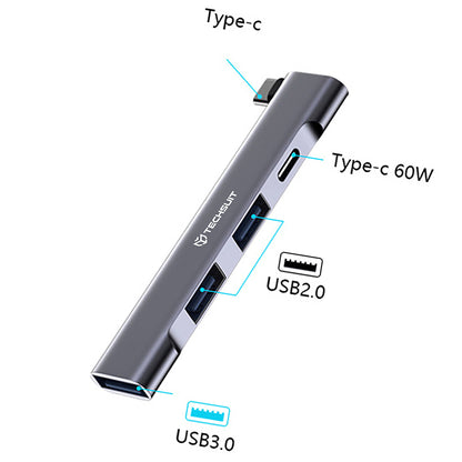 Hub USB-C Techsuit H12 ZenithDock, 4in1, Harmaa