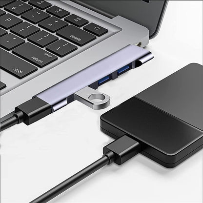 Hub USB-C Techsuit H13 ZenithDock, 4in1, Harmaa