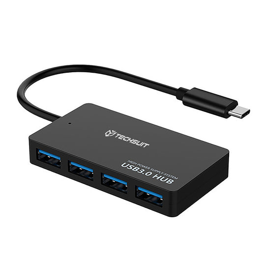 Hub USB-C Techsuit H16 QuantumNode, 4in1, Musta