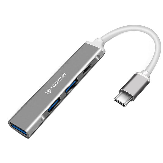 USB-C Techsuit H18 PolarisBridge -hubi, 4in1, Valkoinen Harmaa