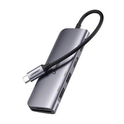 Hub USB-C UGREEN CM195 (15214), 2 x USB-A 3.0 - 1 x USB-C - 1 x HDMI - 1 x SD - 1 x microSD, Harmaa