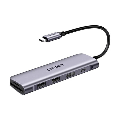 Hub USB-C UGREEN CM195 (15214), 2 x USB-A 3.0 - 1 x USB-C - 1 x HDMI - 1 x SD - 1 x microSD, Harmaa