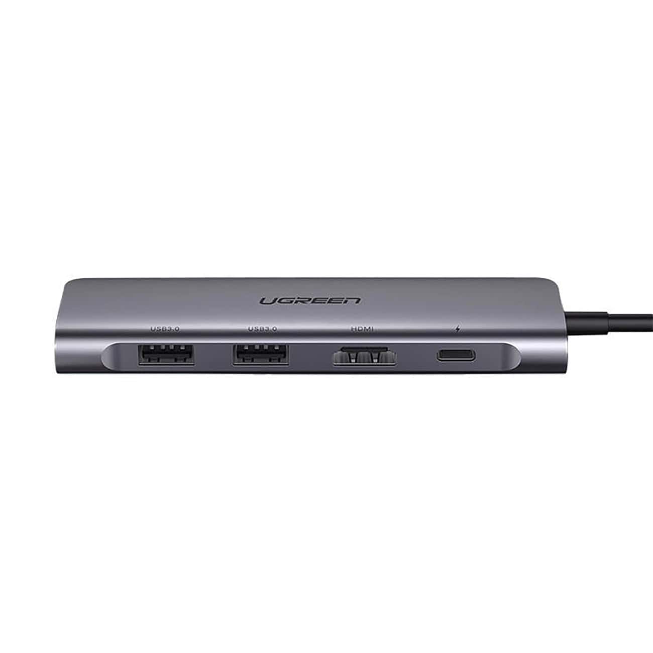 Hub USB-C UGREEN CM195 (15214), 2 x USB-A 3.0 - 1 x USB-C - 1 x HDMI - 1 x SD - 1 x microSD, Harmaa