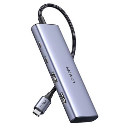 USB-C-hubi UGREEN CM473, 2 x USB-A 3.0 - 2 x USB-C, 0,20 cm, Harmaa