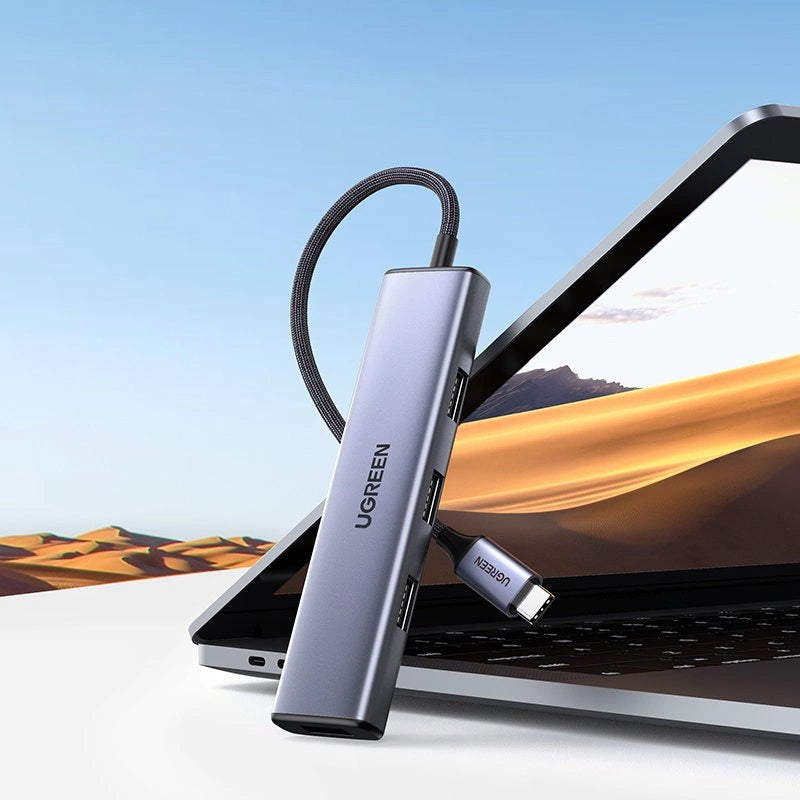 USB-C Hub UGREEN CM473, 4 x USB-A 3.0, 0.15m, Grey 