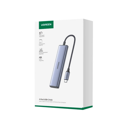 USB-C-hubi UGREEN CM473, 2 x USB-A 3.0 - 2 x USB-C, 0,20 cm, Harmaa