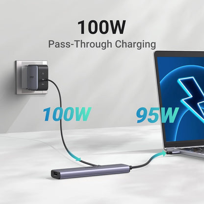 Hub USB-C UGREEN CM478, 1 x USB-A 3.0 - 2 x USB-A - 1 x USB-C - 1 x HDMI, Harmaa