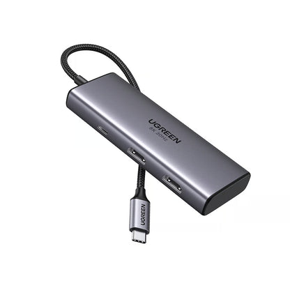Hub USB-C UGREEN CM498 (15852), 2 x USB-A 3.0 - 2 x USB-C - 2 x HDMI, Harmaa