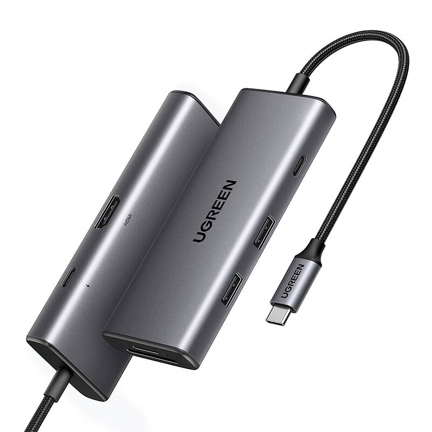Hub USB-C UGREEN CM498 (15531), 2 x USB-A 3.2 - 2 x USB-C - 1 x HDMI - 1 x SD - 1 x microSD, Harmaa