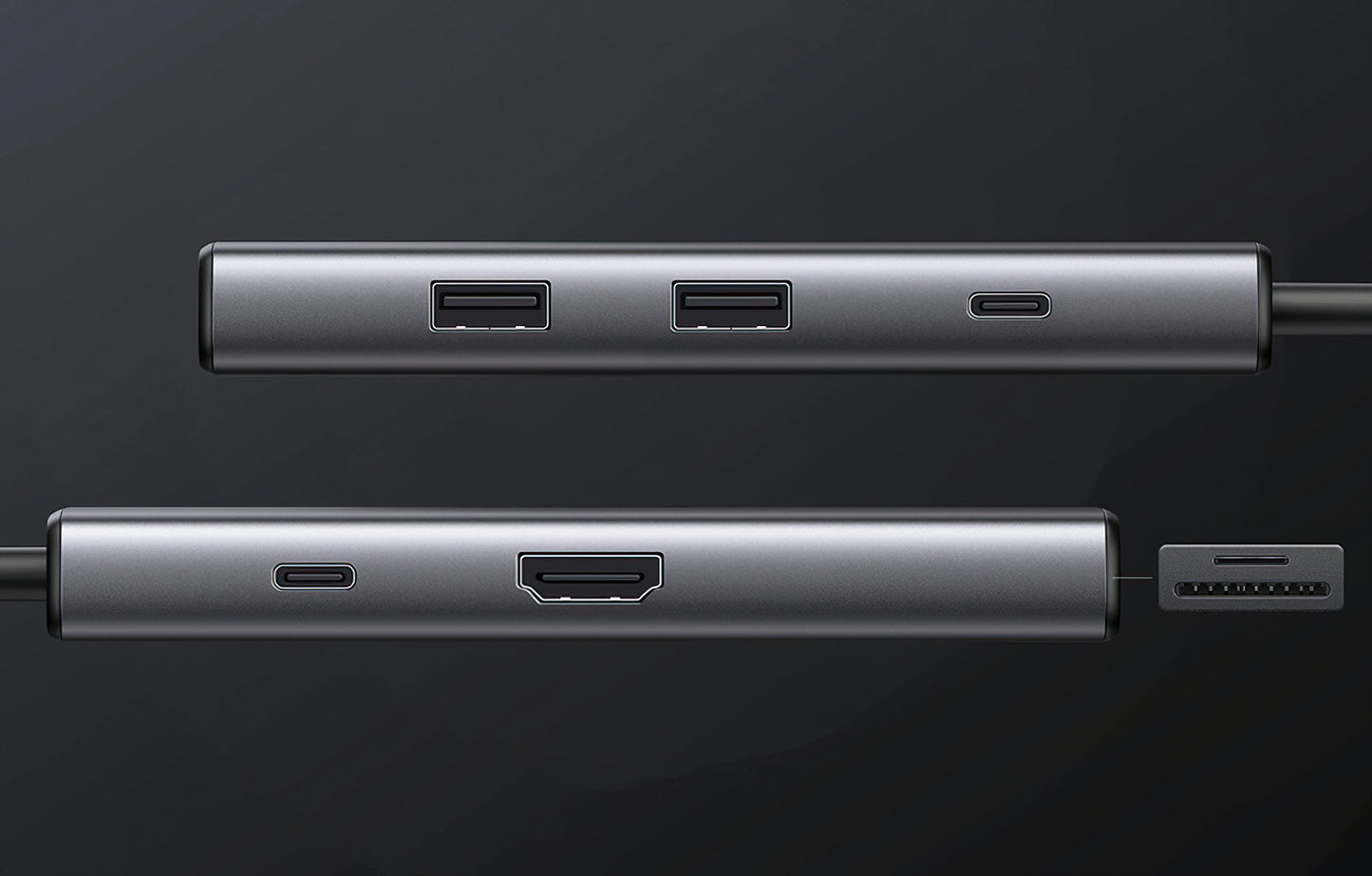Hub USB-C UGREEN CM498 (15531), 2 x USB-A 3.2 - 2 x USB-C - 1 x HDMI - 1 x SD - 1 x microSD, Harmaa