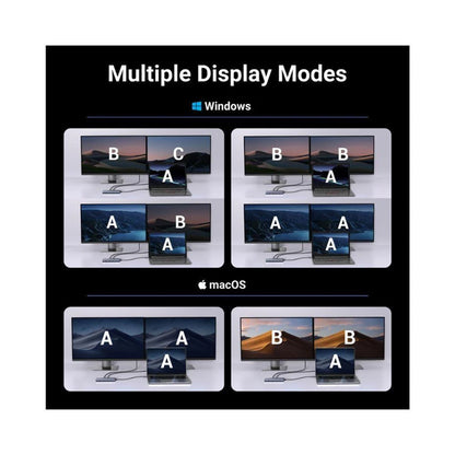 Hub USB-C UGREEN CM498 (45379), 2 x USB-A 3.2 - 3 x USB-C - 2 x HDMI, Harmaa