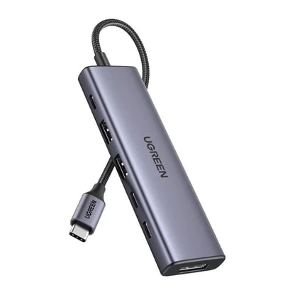 Hub USB-C UGREEN CM511 (75586), 6in1, Harmaa