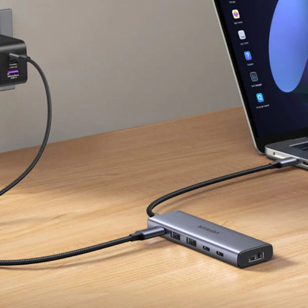 Hub USB-C UGREEN CM511 (75586), 6in1, Harmaa
