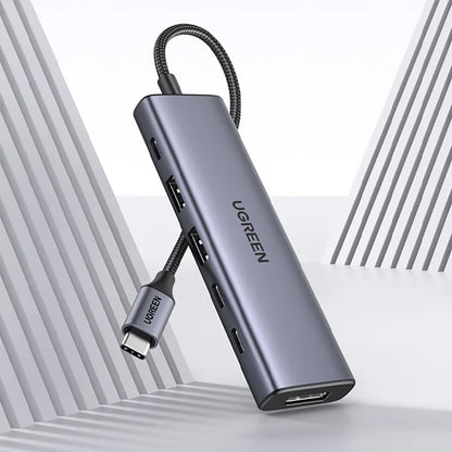 Hub USB-C UGREEN CM511 (75586), 6in1, Harmaa