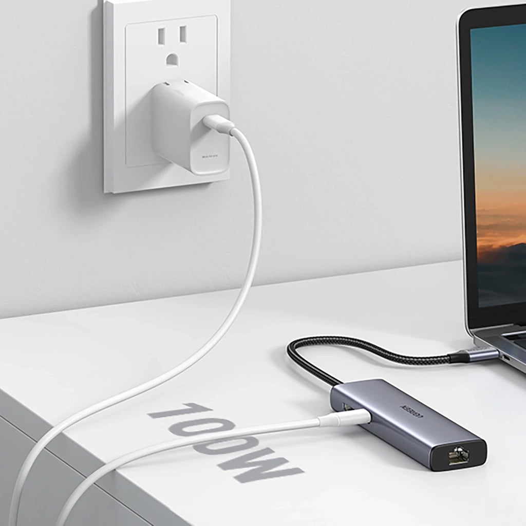 Hub USB-C UGREEN CM512, 2 x USB-A 3.0 - 1 x USB-C - 1 x HDMI - 1 x SD - 1 x microSD - RJ45, Harmaa
