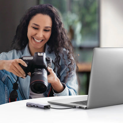 UGREEN CM512 USB-C Hub, 2 x USB-A 3.0 - 1 x USB-C - 1 x HDMI - 1 x SD - 1 x microSD - RJ45, Gray