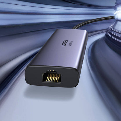 Hub USB-C UGREEN CM512 (60515), 2 x USB-A 3.0 - 1 x USB-C - 1 x HDMI - 1 x SD - 1 x microSD - 1 x RJ45, Harmaa