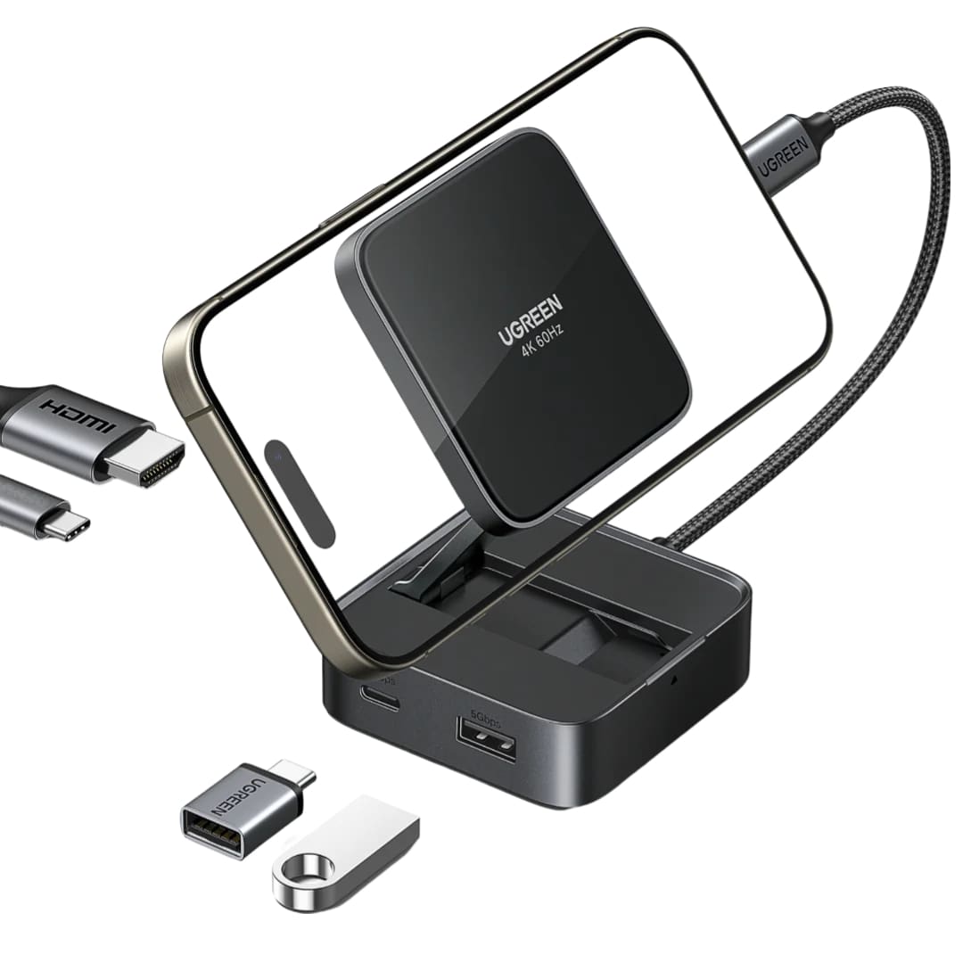 Hub USB-C UGREEN CM801, 1 x USB-A 3.0 - 2 x USB-C - 1 x HDMI, Harmaa