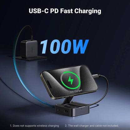 Hub USB-C UGREEN CM801, 1 x USB-A 3.0 - 2 x USB-C - 1 x HDMI, Harmaa