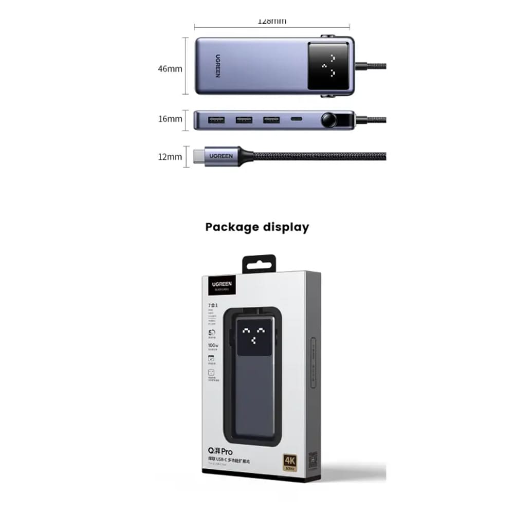 Hub USB-C UGREEN CM888 (45155) Uno, 6in1, Harmaa