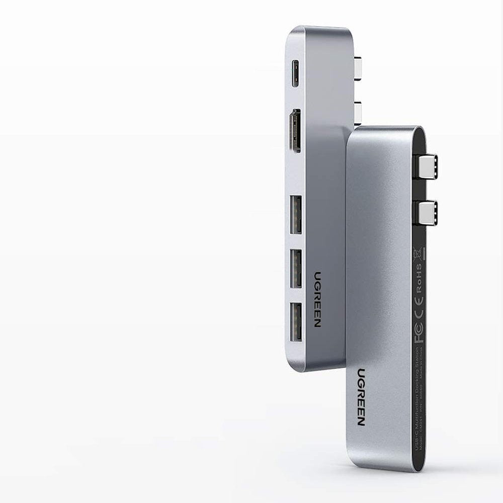 UGREEN USB-C -keskitin Apple MacBook Pro / Air -sarjalle, 3 x USB-A 3.0 - 1 x USB-C - 1 x HDMI, Harmaa