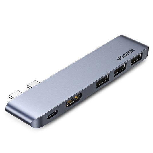 UGREEN USB-C -keskitin Apple MacBook Pro / Air -sarjalle, 3 x USB-A 3.0 - 1 x USB-C - 1 x HDMI, Harmaa