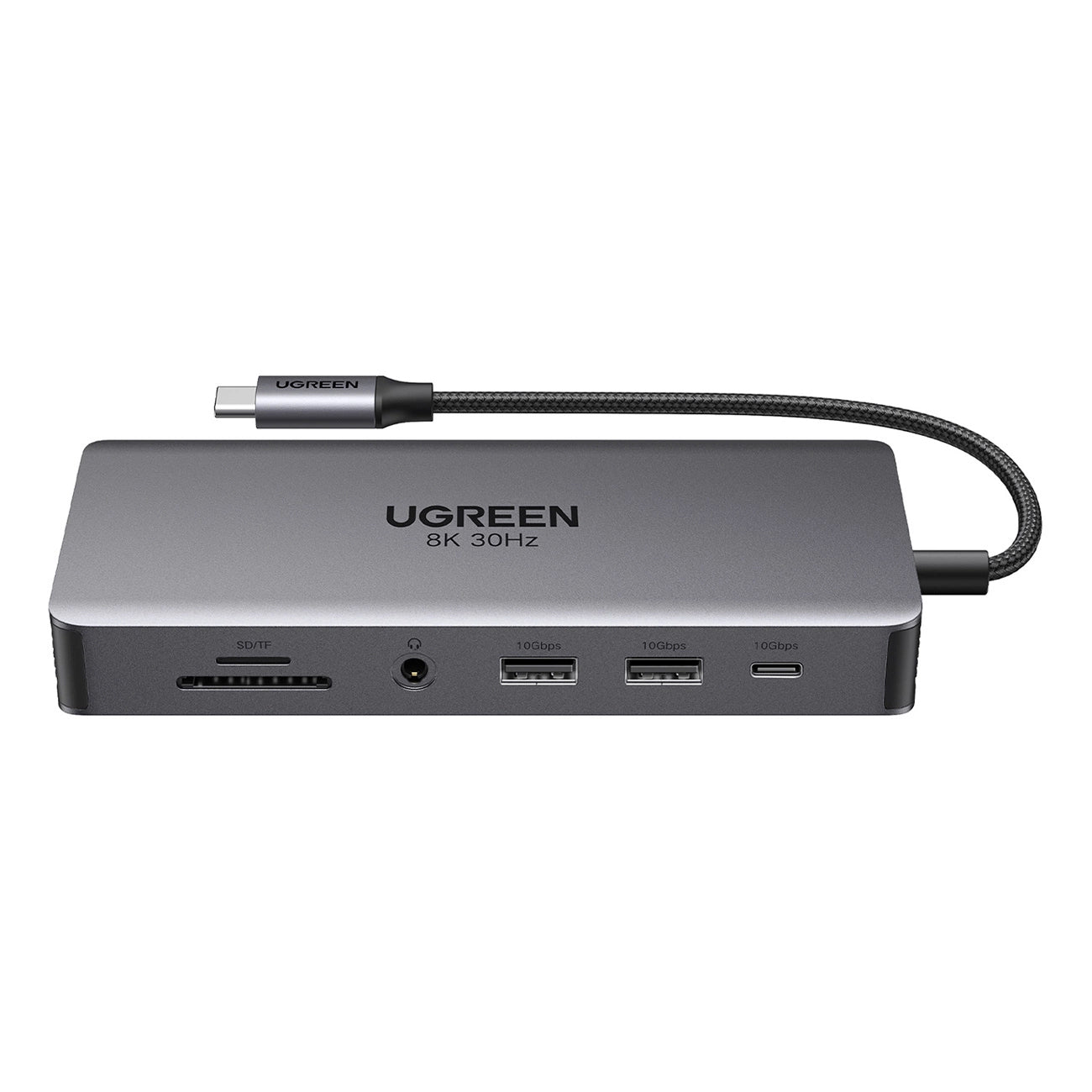 Hub USB-C UGREEN Revodok Pro 313 CM681, 2 x USB-A 3.2 - 1 x USB-A 3.0 - 2 x USB-C - 2 x HDMI - 1 x Jack 3.5mm - 1 x RJ45 - 1 x SD - 1 x microSD, Harmaa