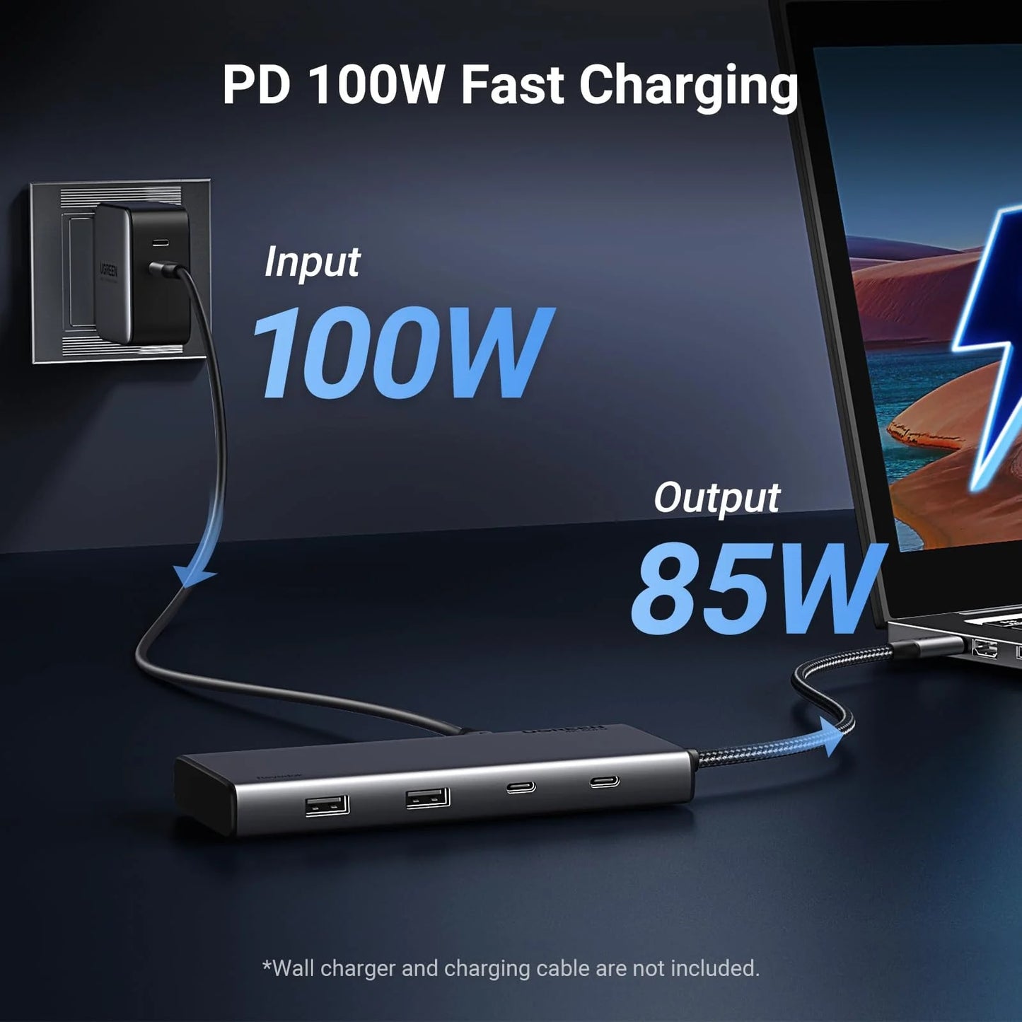 Hub USB-C UGREEN Revodok 308 CM639, 2 x USB-A 3.2 - 3 x USB-C - 1 x Display Port - 2 x HDMI, Harmaa