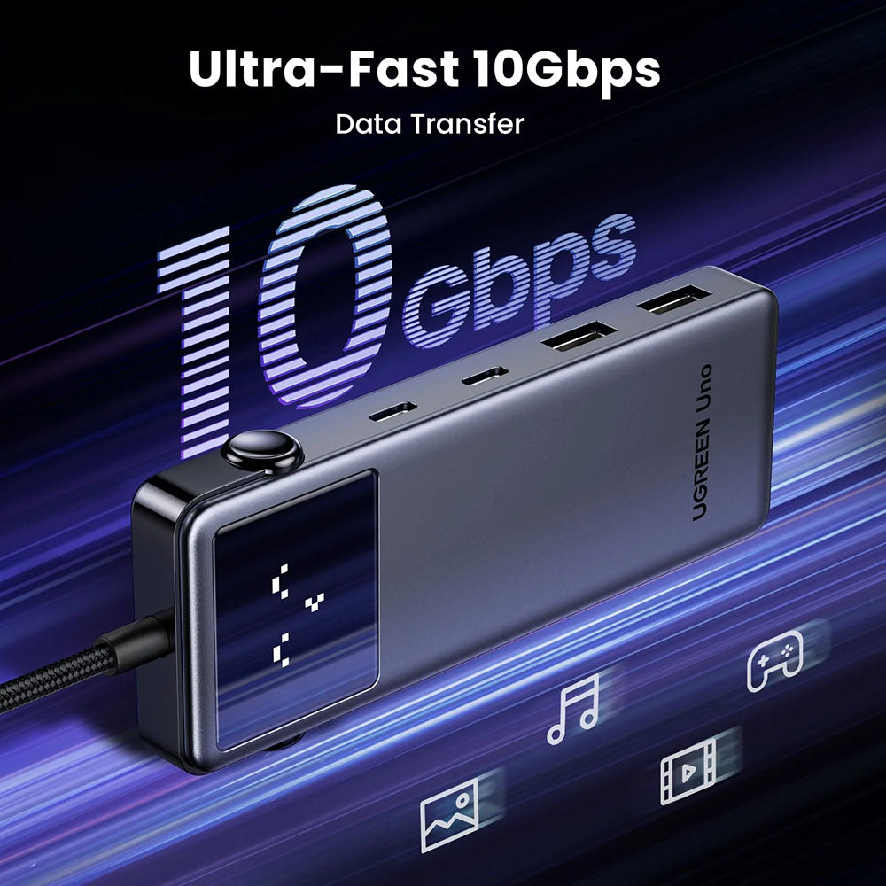 USB-C-keskitin UGREEN Uno (75177), 2 x USB-A 3.2 - 3 x USB-C - 1 x HDMI, Harmaa