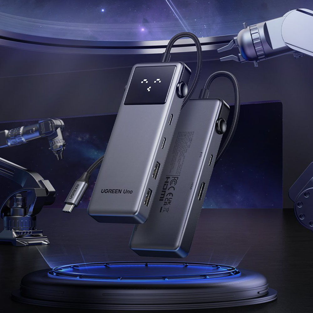 USB-C-keskitin UGREEN Uno (75177), 2 x USB-A 3.2 - 3 x USB-C - 1 x HDMI, Harmaa