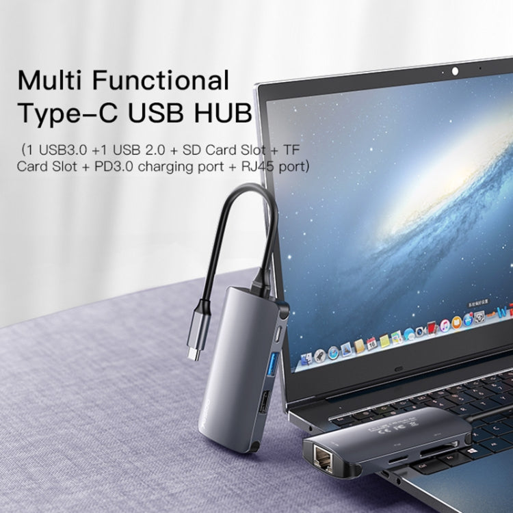 USB-C-hubi Yesido HB15, 6in1, harmaa