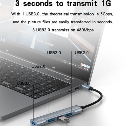 USB-C-hubi Yesido HB17, 4in1, harmaa