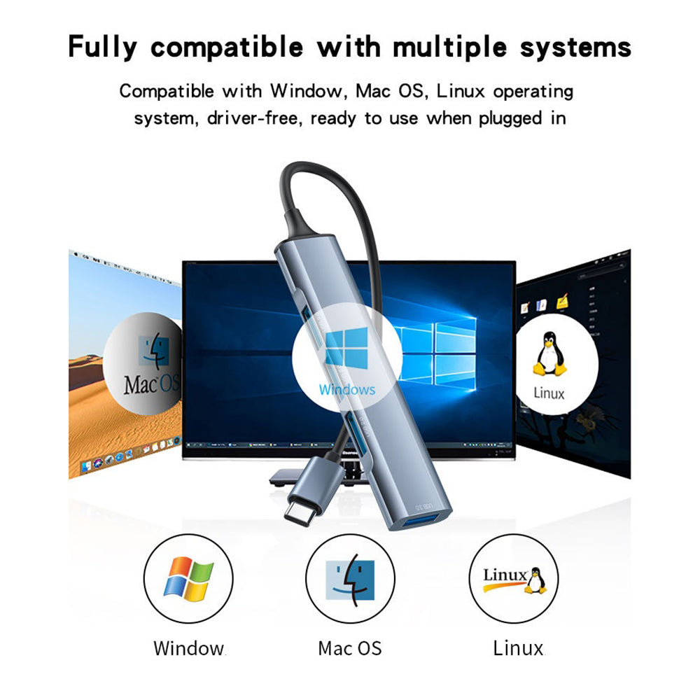 USB-C-hubi Yesido HB17, 4in1, harmaa