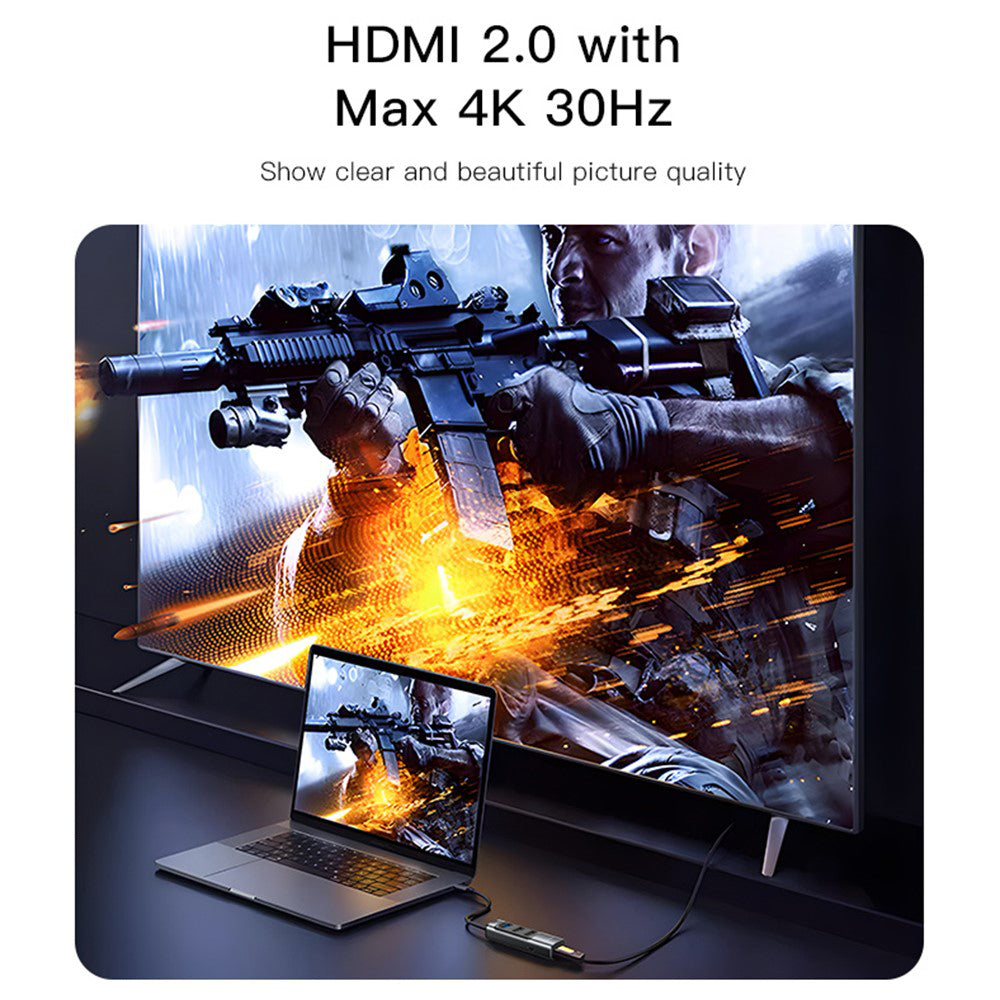 USB-C-hubi Yesido HB22, 5in1, harmaa