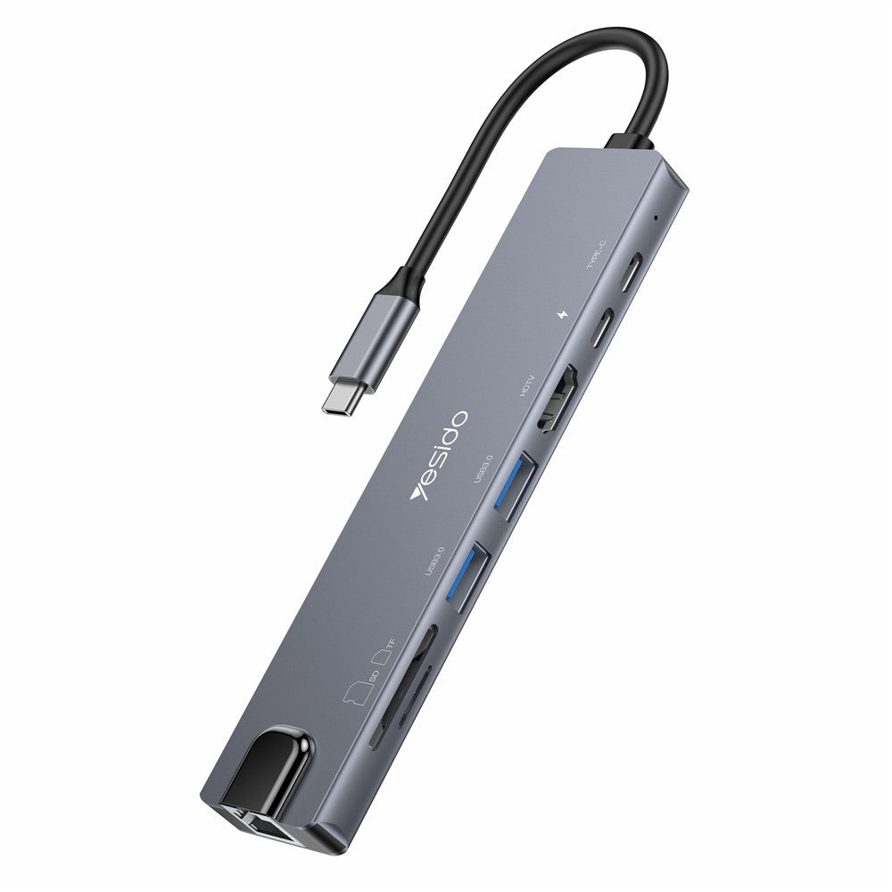 USB-C-hubi Yesido HB27, 8in1, harmaa