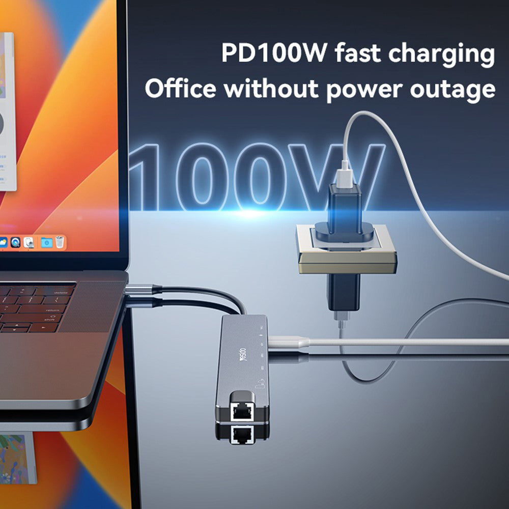 USB-C-hubi Yesido HB27, 8in1, harmaa