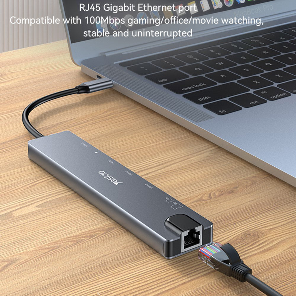 USB-C-hubi Yesido HB27, 8in1, harmaa