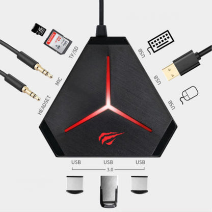 Hub USB HAVIT H95, 10in1, Musta