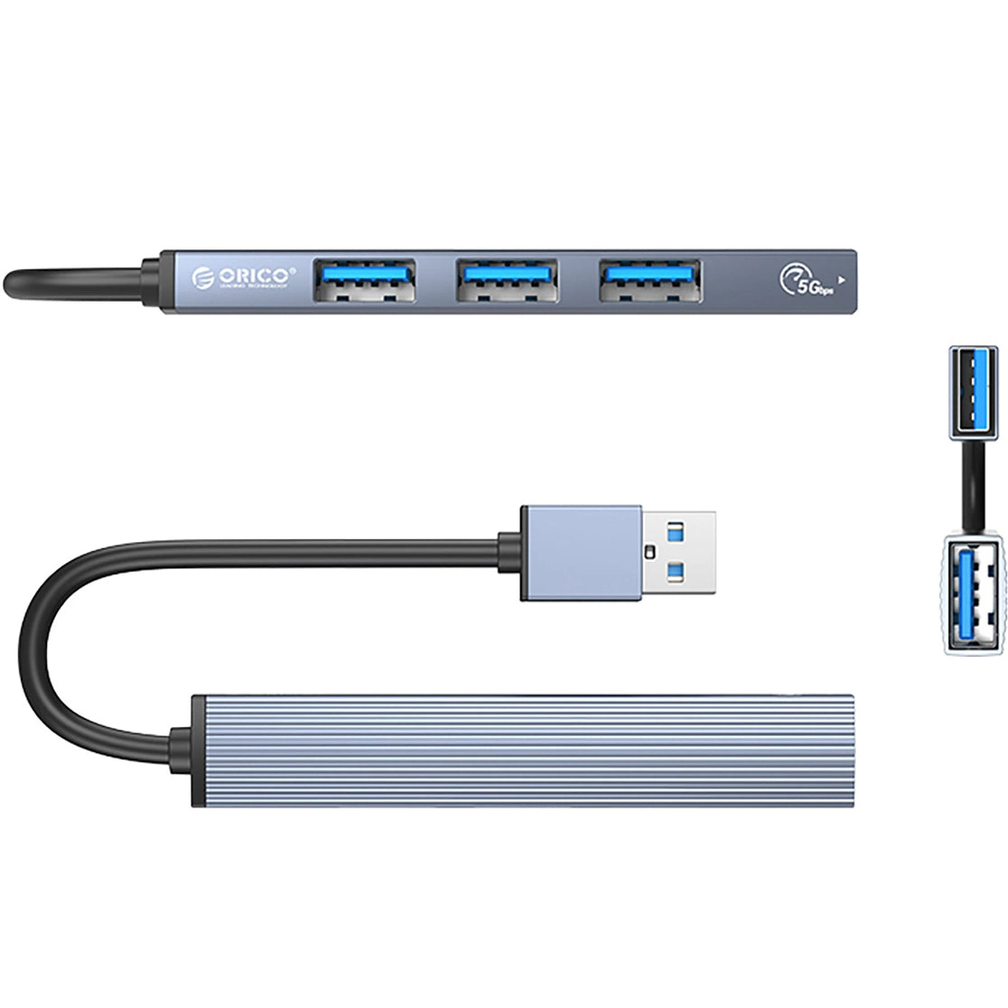 Orico AH-A13 USB Hub, 1 x USB-A 3.0 - 3 x USB-A, Gray