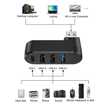 USB-hubi Techsuit H17 SplitterNode, 4in1, Musta