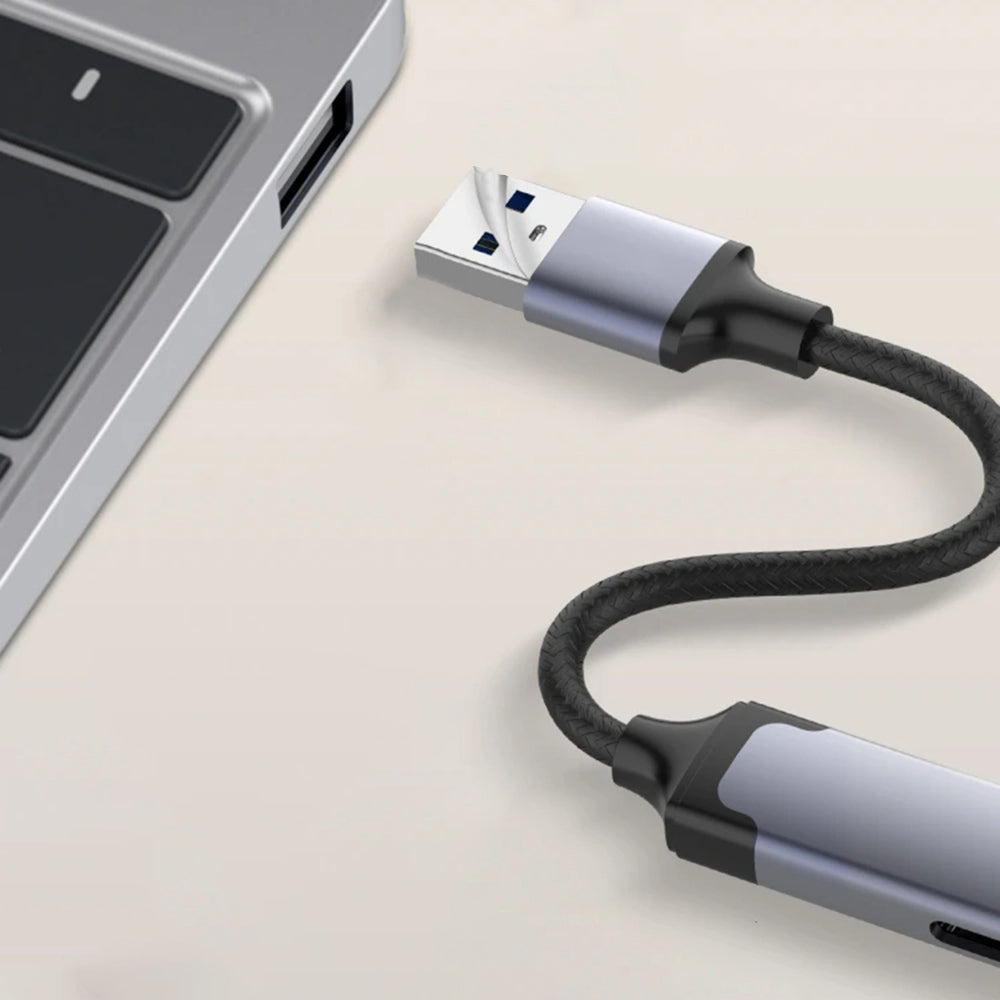 USB-hubi Techsuit H19 PolarisBridge, 4in1, Harmaa Valkoinen