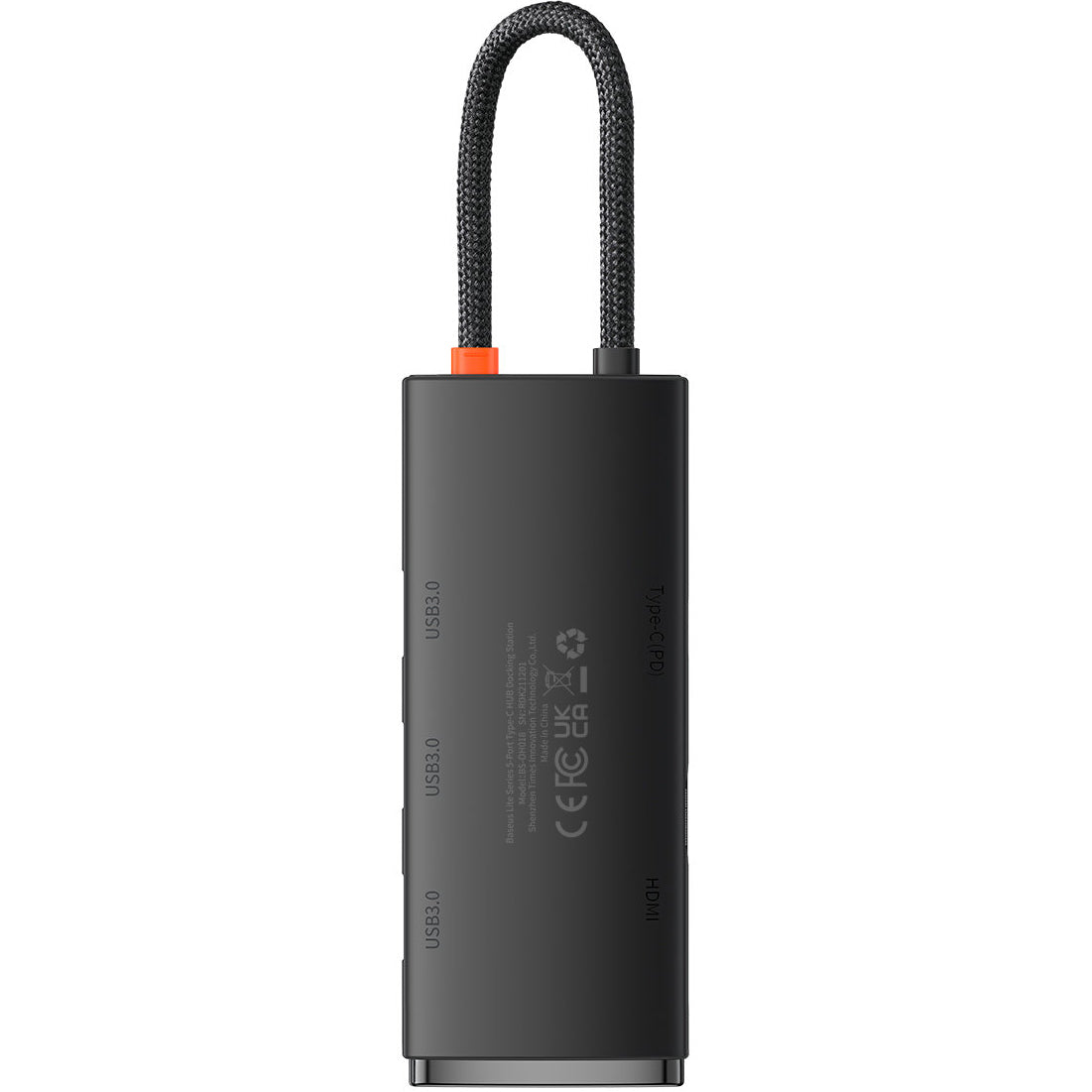 USB-C Hub Baseus Lite, 3 x USB-A 3.0 - USB-C - HDMI, Musta WKQX040001