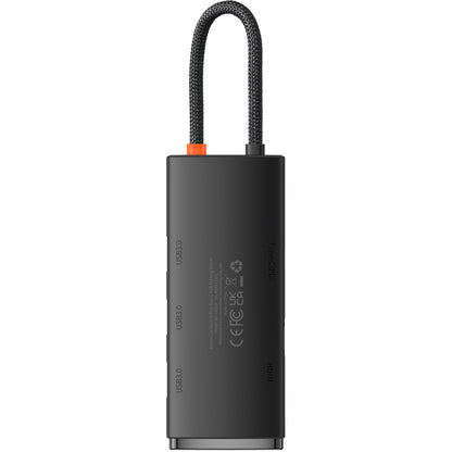 USB-C Hub Baseus Lite, 3 x USB-A 3.0 - USB-C - HDMI, Musta WKQX040001
