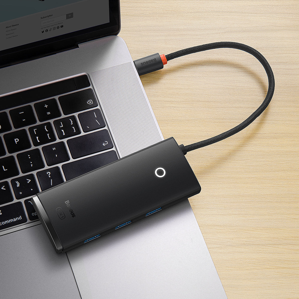 USB-C Hub Baseus Lite, 3 x USB-A 3.0 - USB-C - HDMI, Musta WKQX040001