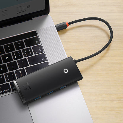 USB-C Hub Baseus Lite, 3 x USB-A 3.0 - USB-C - HDMI, Musta WKQX040001