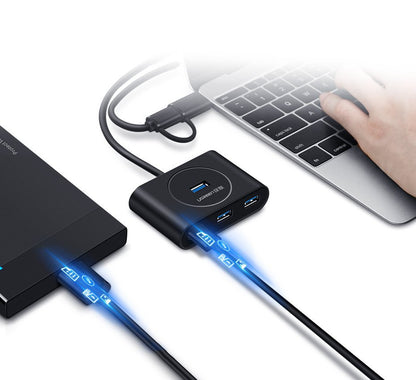 UGREEN CR113 USB-hubi, 4 x USB-A 3.0, 1m, Musta