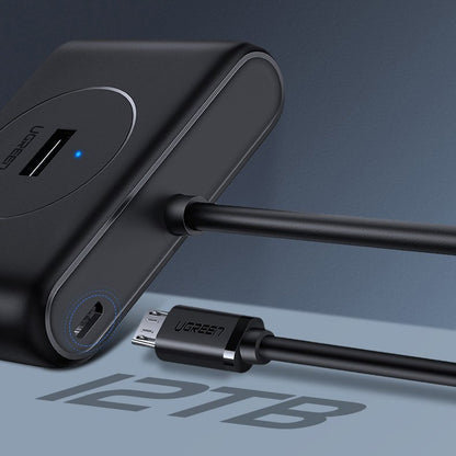 UGREEN CR113 USB-hubi, 4 x USB-A 3.0, 1m, Musta